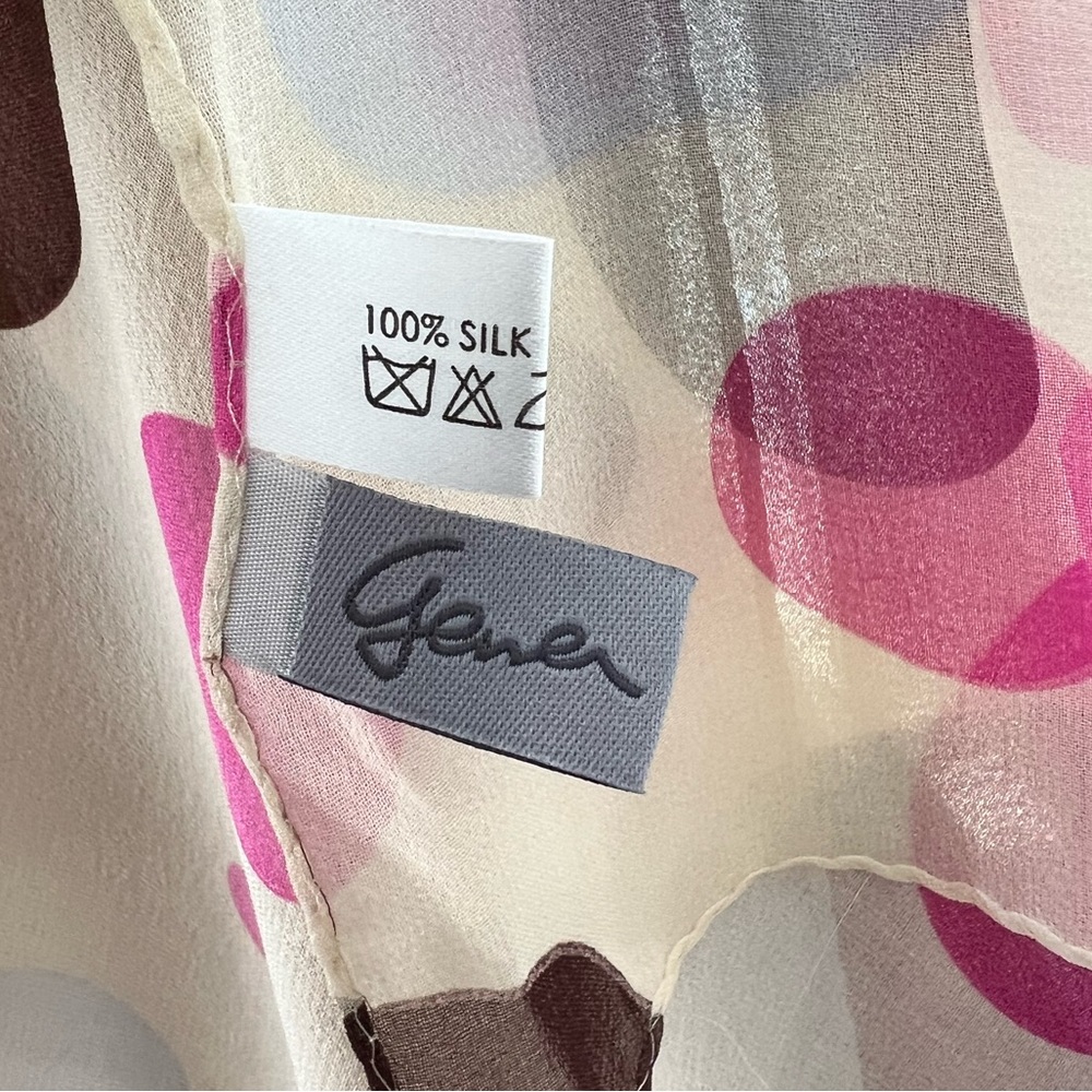 Vintage Gena Sheer Ivory Polka Dot Silk Rectangle Scarf Size 65 X 16 - Picture 5 of 5